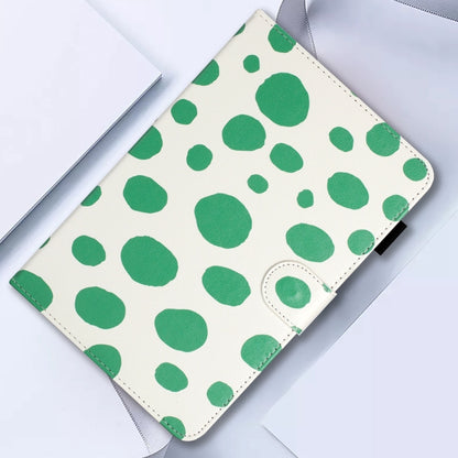 For Samsung Galaxy Tab A7 Lite T220 Dot Pattern Leather Tablet Case(White Green Dot) by bashfashion