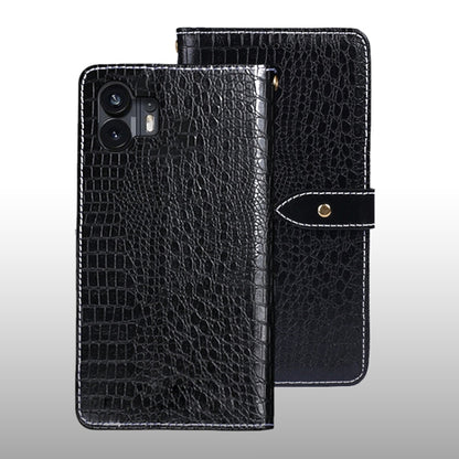 For Nothing Phone 2 idewei Crocodile Texture Leather Phone Case(Black) by idewei
