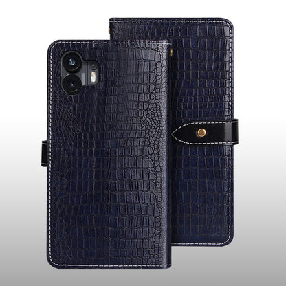 For Nothing Phone 2 idewei Crocodile Texture Leather Phone Case(Dark Blue) by idewei