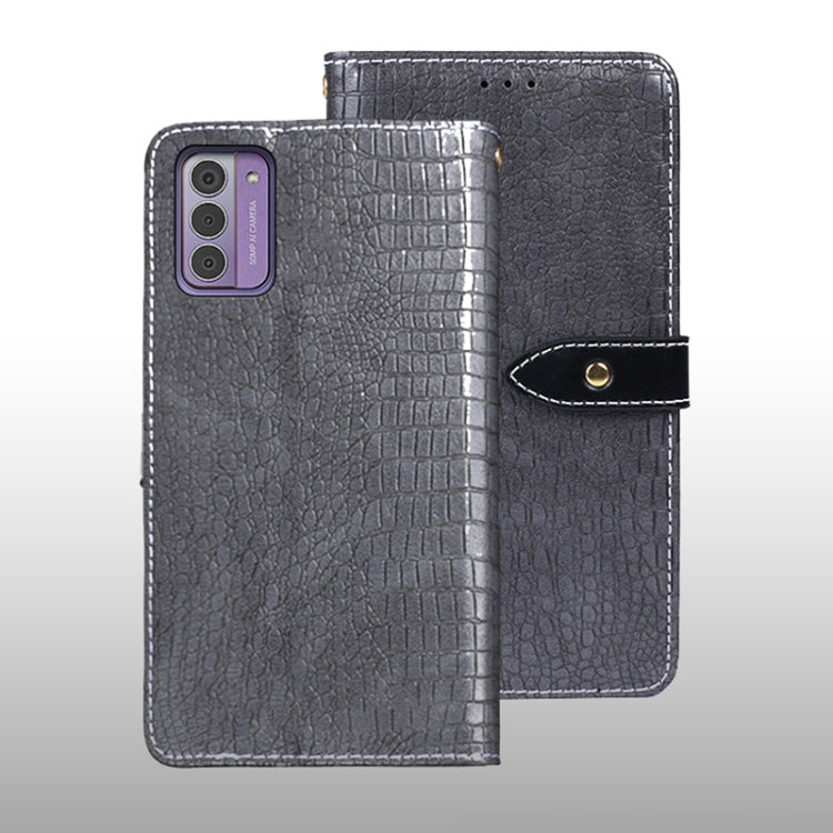 For Nokia G42 5G idewei Crocodile Texture Leather Phone Case(Grey) by idewei