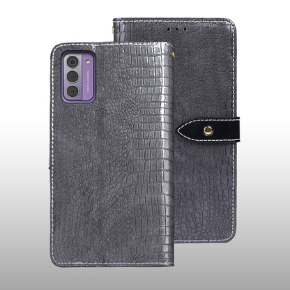 For Nokia G42 5G idewei Crocodile Texture Leather Phone Case(Grey) by idewei