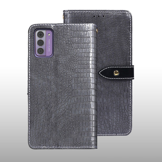 For Nokia G42 5G idewei Crocodile Texture Leather Phone Case(Grey) by idewei