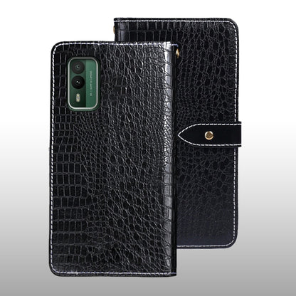 For Nokia XR21 idewei Crocodile Texture Leather Phone Case(Black) by idewei