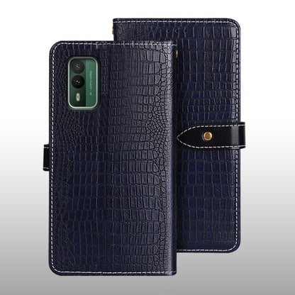 For Nokia XR21 idewei Crocodile Texture Leather Phone Case(Dark Blue) by idewei