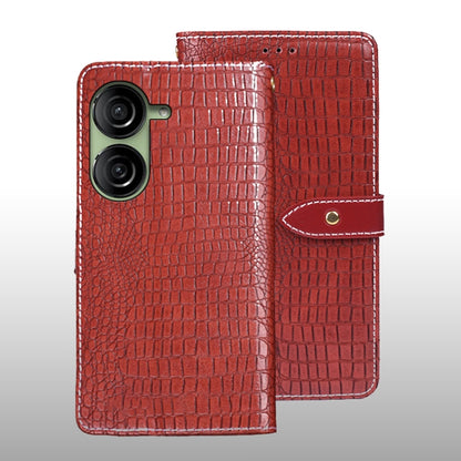 For Asus Zenfone 10 idewei Crocodile Texture Leather Phone Case(Red) by idewei