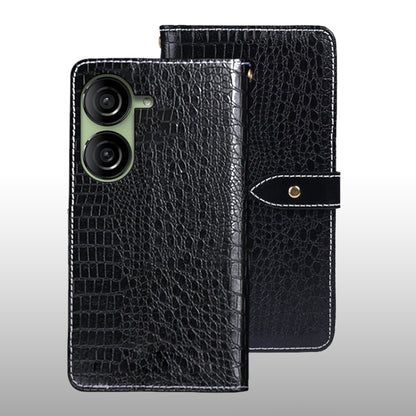 For Asus Zenfone 10 idewei Crocodile Texture Leather Phone Case(Black) by idewei