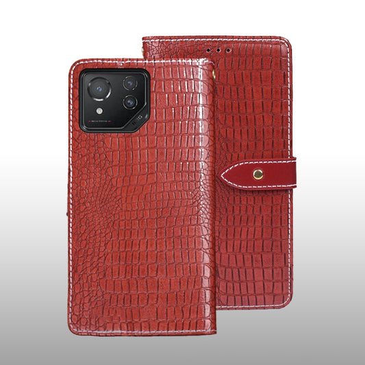 For ASUS ROG Phone 8 idewei Crocodile Texture Leather Phone Case(Red) by idewei