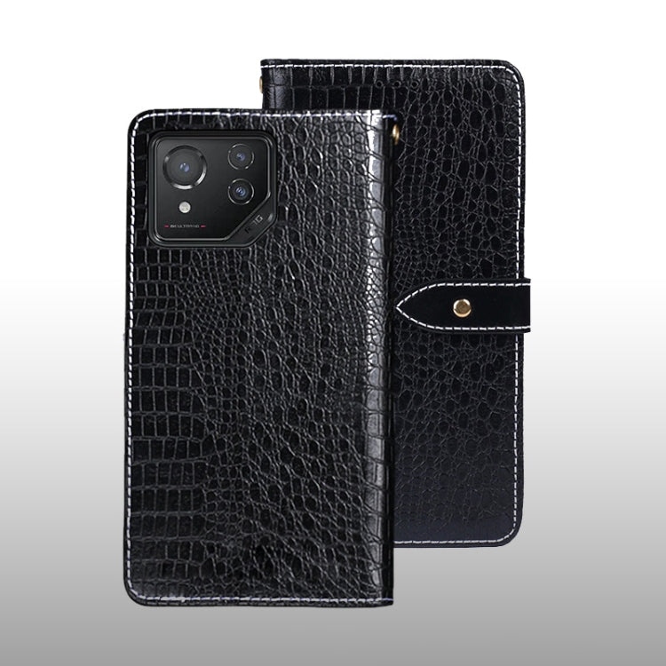 For ASUS ROG Phone 8 idewei Crocodile Texture Leather Phone Case(Black) by idewei
