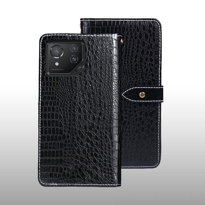 For ASUS ROG Phone 8 idewei Crocodile Texture Leather Phone Case(Black) by idewei
