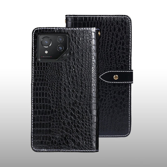 For ASUS ROG Phone 8 idewei Crocodile Texture Leather Phone Case(Black) by idewei