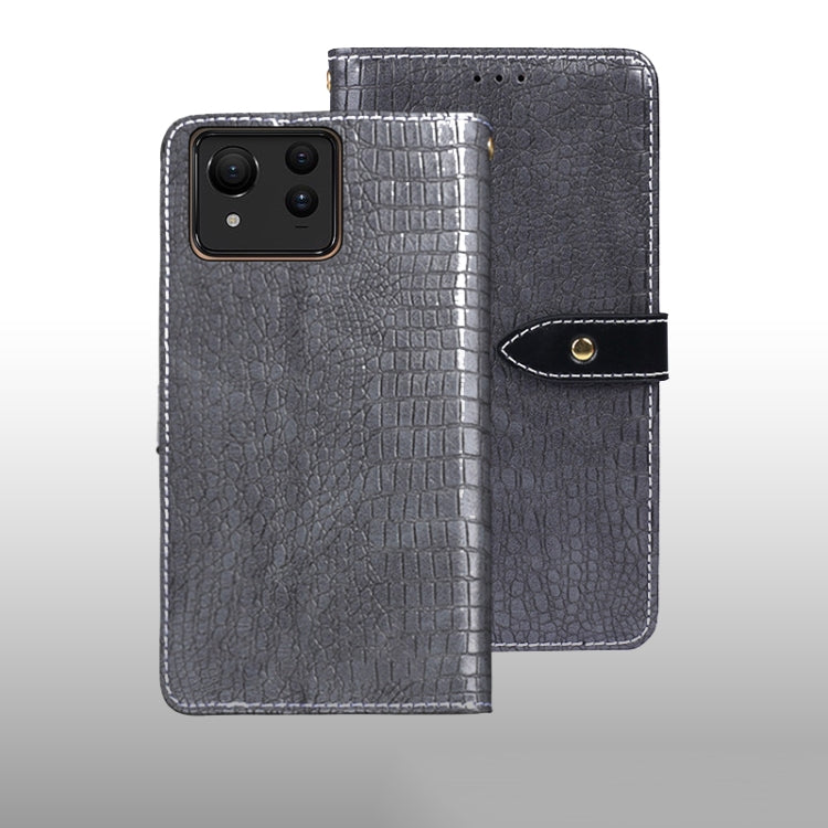 For ASUS Zenfone 11 Ultra idewei Crocodile Texture Leather Phone Case(Grey) by idewei