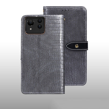 For ASUS Zenfone 11 Ultra idewei Crocodile Texture Leather Phone Case(Grey) by idewei