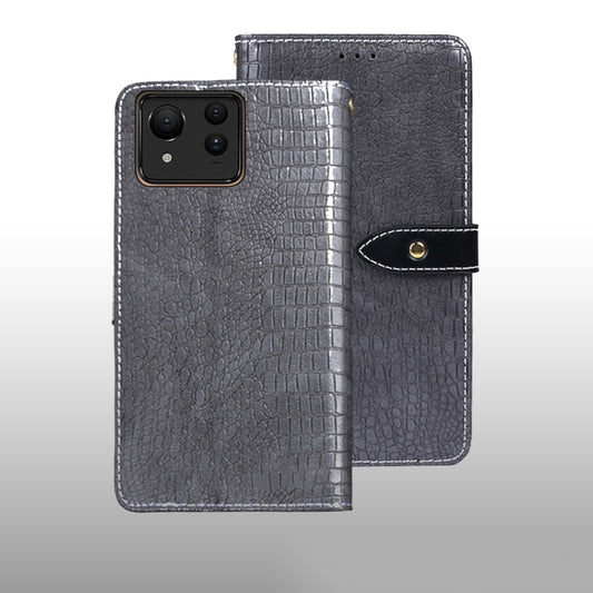 For ASUS Zenfone 11 Ultra idewei Crocodile Texture Leather Phone Case(Grey) by idewei