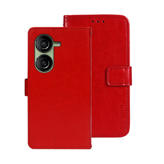 For Asus Zenfone 10 idewei Crazy Horse Texture Leather Phone Case(Red) by idewei