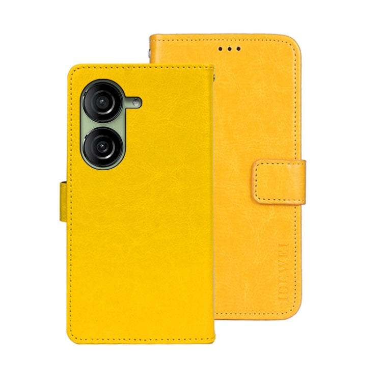 For Asus Zenfone 10 idewei Crazy Horse Texture Leather Phone Case(Yellow) by idewei