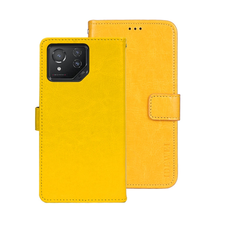For ASUS ROG Phone 8 idewei Crazy Horse Texture Leather Phone Case(Yellow) by idewei