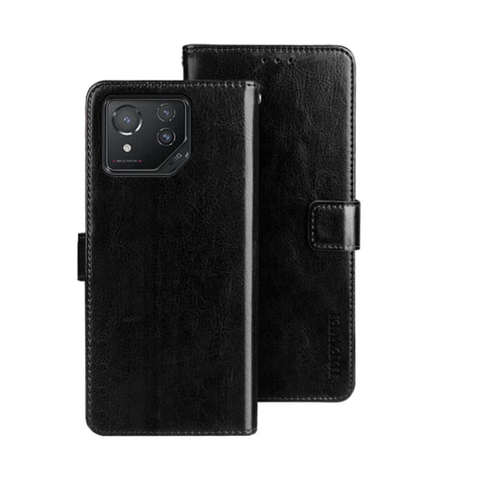 For ASUS ROG Phone 8 idewei Crazy Horse Texture Leather Phone Case(Black) by idewei