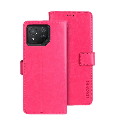 For ASUS ROG Phone 8 idewei Crazy Horse Texture Leather Phone Case(Rose Red) by idewei