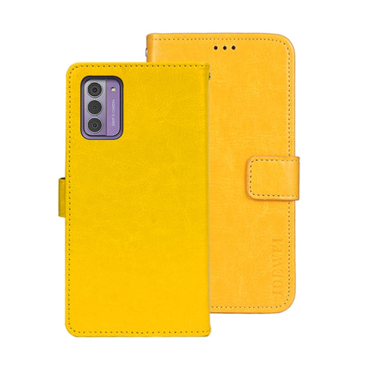 For Nokia G42 5G idewei Crazy Horse Texture Leather Phone Case with Holder(Yellow) by idewei
