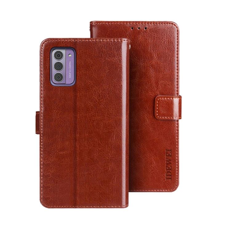 For Nokia G42 5G idewei Crazy Horse Texture Leather Phone Case with Holder(Brown) by idewei