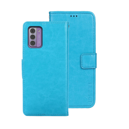 For Nokia G42 5G idewei Crazy Horse Texture Leather Phone Case with Holder(Sky Blue) by idewei