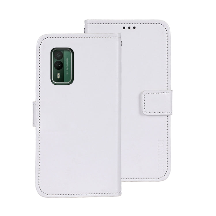 For Nokia XR21 idewei Crazy Horse Texture Leather Phone Case with Holder(White) by idewei