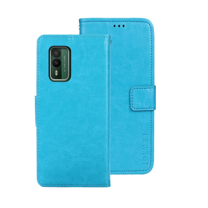 For Nokia XR21 idewei Crazy Horse Texture Leather Phone Case with Holder(Sky Blue) by idewei