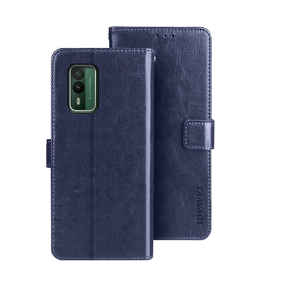 For Nokia XR21 idewei Crazy Horse Texture Leather Phone Case with Holder(Blue) by idewei