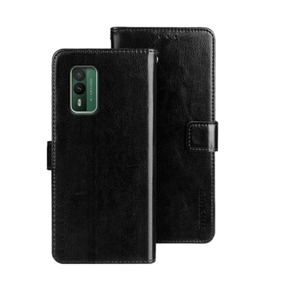 For Nokia XR21 idewei Crazy Horse Texture Leather Phone Case with Holder(Black) by idewei