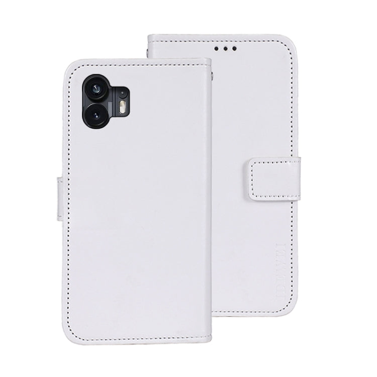 For Nothing Phone 2 idewei Crazy Horse Texture Leather Phone Case with Holder(White) by idewei