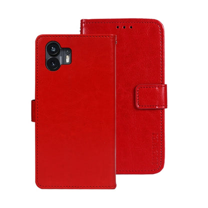 For Nothing Phone 2 idewei Crazy Horse Texture Leather Phone Case with Holder(Red) by idewei