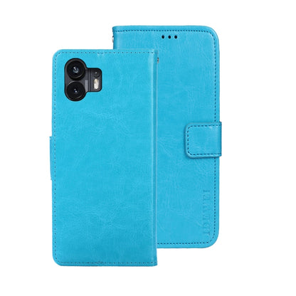 For Nothing Phone 2 idewei Crazy Horse Texture Leather Phone Case with Holder(Sky Blue) by idewei