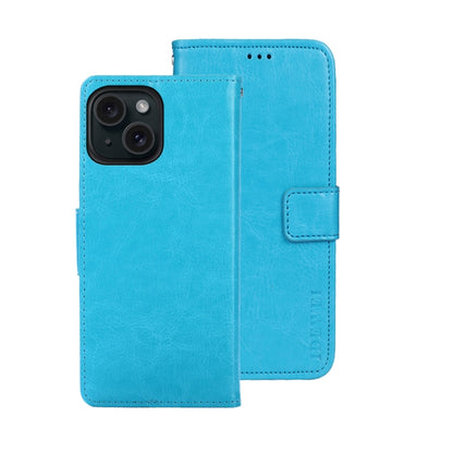 For iPhone 15 Pro idewei Crazy Horse Texture Leather Phone Case with Holder(Sky Blue) by idewei