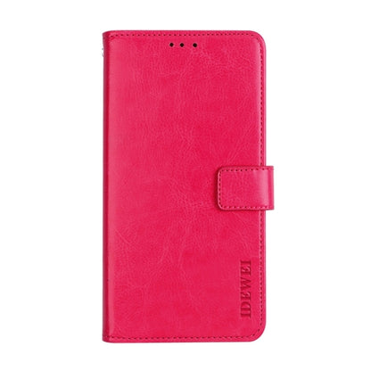 For iPhone 15 Pro idewei Crazy Horse Texture Leather Phone Case with Holder(Rose Red) by idewei