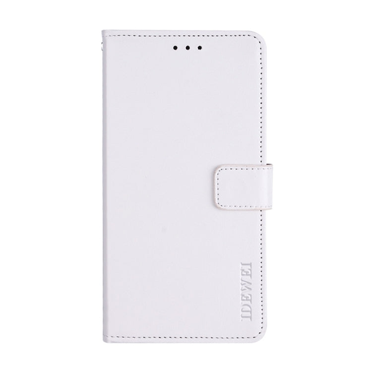 For iPhone 15 Plus idewei Crazy Horse Texture Leather Phone Case with Holder(White) by idewei