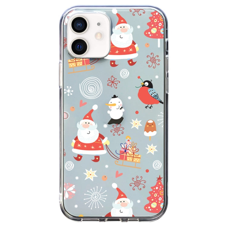 For iPhone 12 mini Christmas Colored Drawing Pattern High Transparent Soft TPU Phone Case(Santa Claus) by bashfashion