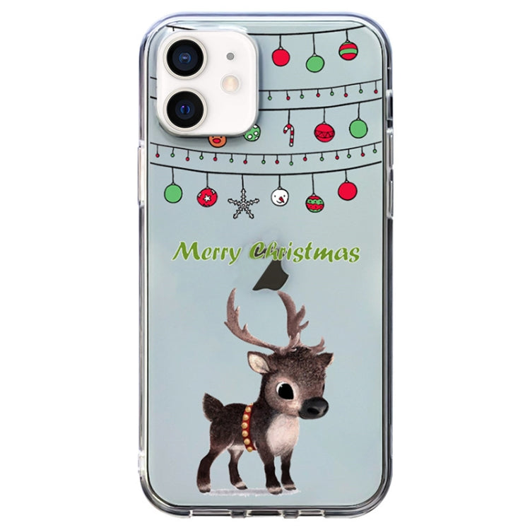 For iPhone 12 mini Christmas Colored Drawing Pattern High Transparent Soft TPU Phone Case(Elk) by bashfashion