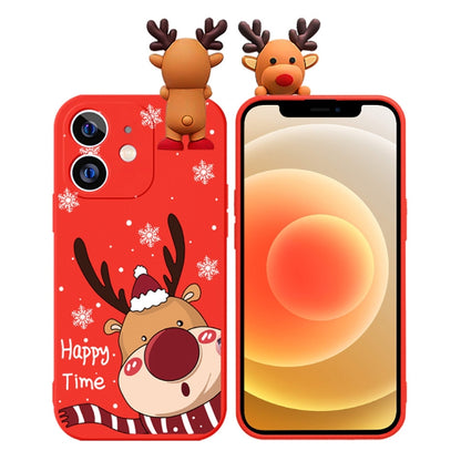 For iPhone 12 mini Colored Drawing Deer Relief Doll Soft TPU Phone Case(Cute Elk) by bashfashion