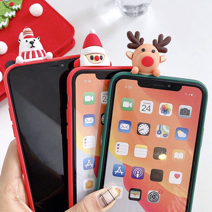 For iPhone 12 mini Colored Drawing Deer Relief Doll Soft TPU Phone Case(Child and Deer) by bashfashion