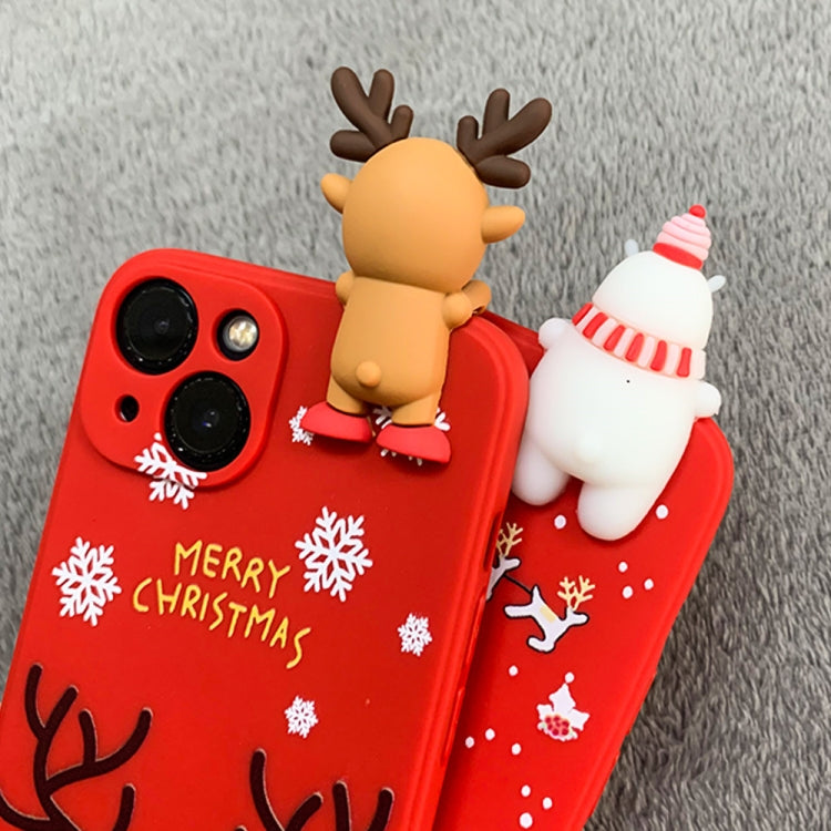 For iPhone 12 mini Colored Drawing Deer Relief Doll Soft TPU Phone Case(Cute Elk) by bashfashion