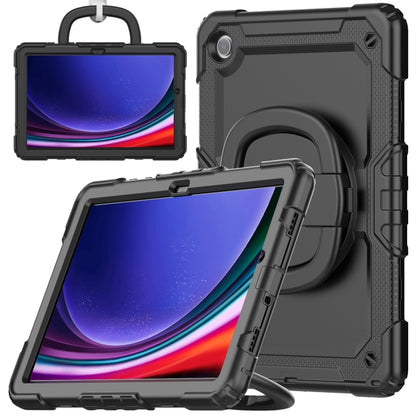 For Samsung Galaxy Tab A11+ / A9+ Handle Silicone Hydric PC Tablet Case with Shoulder Strap(Black) by bashfashion
