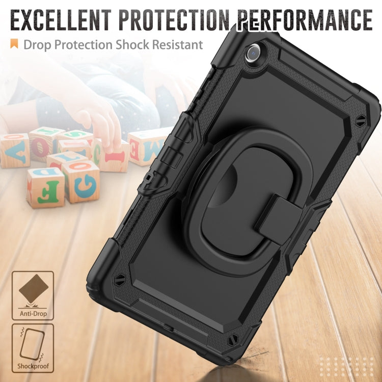 For Samsung Galaxy Tab A11+ / A9+ Handle Silicone Hydric PC Tablet Case with Shoulder Strap(Black) by bashfashion