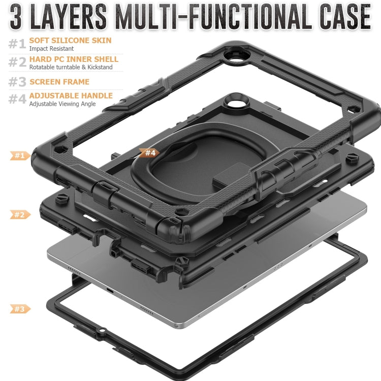 For Samsung Galaxy Tab A11+ / A9+ Handle Silicone Hydric PC Tablet Case with Shoulder Strap(Black) by bashfashion