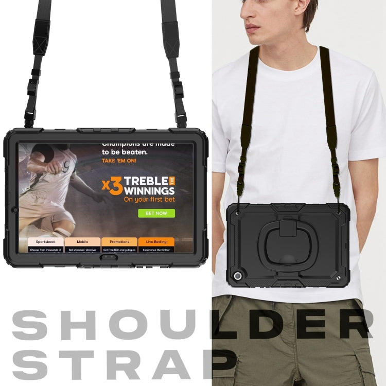 For Samsung Galaxy Tab A11+ / A9+ Handle Silicone Hydric PC Tablet Case with Shoulder Strap(Black) by bashfashion