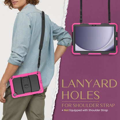 For Samsung Galaxy Tab A11+ / A9+ Silicone Hydric PC Tablet Case with Shoulder Strap & Holder(Rose Red) by bashfashion