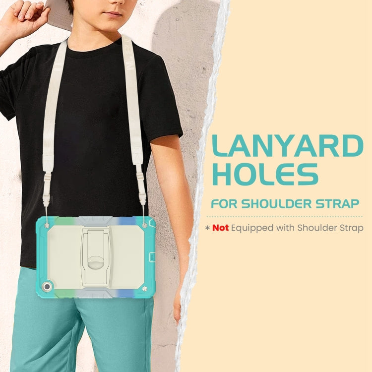 For Samsung Galaxy Tab A11+ / A9+ Silicone Hydric PC Tablet Case with Shoulder Strap & Holder(Colorful Light Blue) by bashfashion