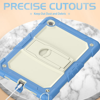 For Samsung Galaxy Tab A11+ / A9+ Silicone Hydric PC Tablet Case with Shoulder Strap & Holder(Beige Cyan Blue) by bashfashion