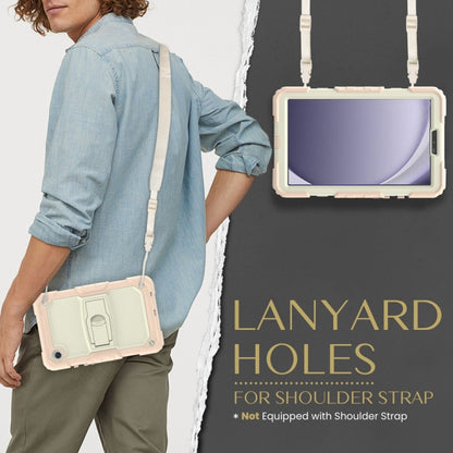 For Samsung Galaxy Tab A11 / A9 Silicone Hydric PC Tablet Case with Shoulder Strap & Holder(Rose Gold) by bashfashion