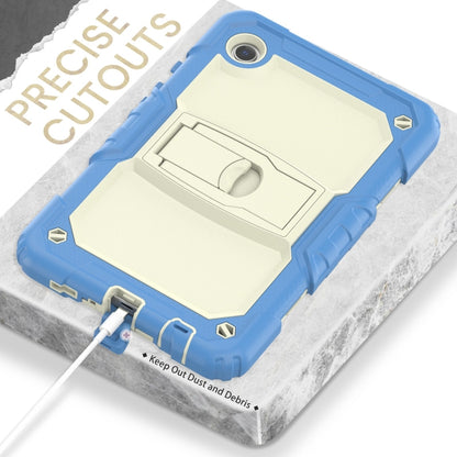 For Samsung Galaxy Tab A11 / A9 Silicone Hydric PC Tablet Case with Shoulder Strap & Holder(Beige Cyan Blue) by bashfashion