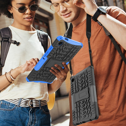 For Samsung Galaxy Tab A9 / Tab A11 Tire Texture TPU + PC Tablet Case with Holder(Black) by bashfashion